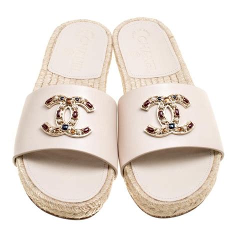 chanel espadrille slides|chanel espadrilles discount.